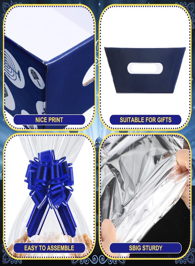 Marspark 18 Pcs 6 Set Hanukkah Bags for Gifts 8x10'' Chanukah Gift Menorahs Star Basket Boxes Empty to Fill with Gifts Blue Pull Bows Cellophane Wrapping Supplies for Hanukkah Party Favor Decorating - Image 3