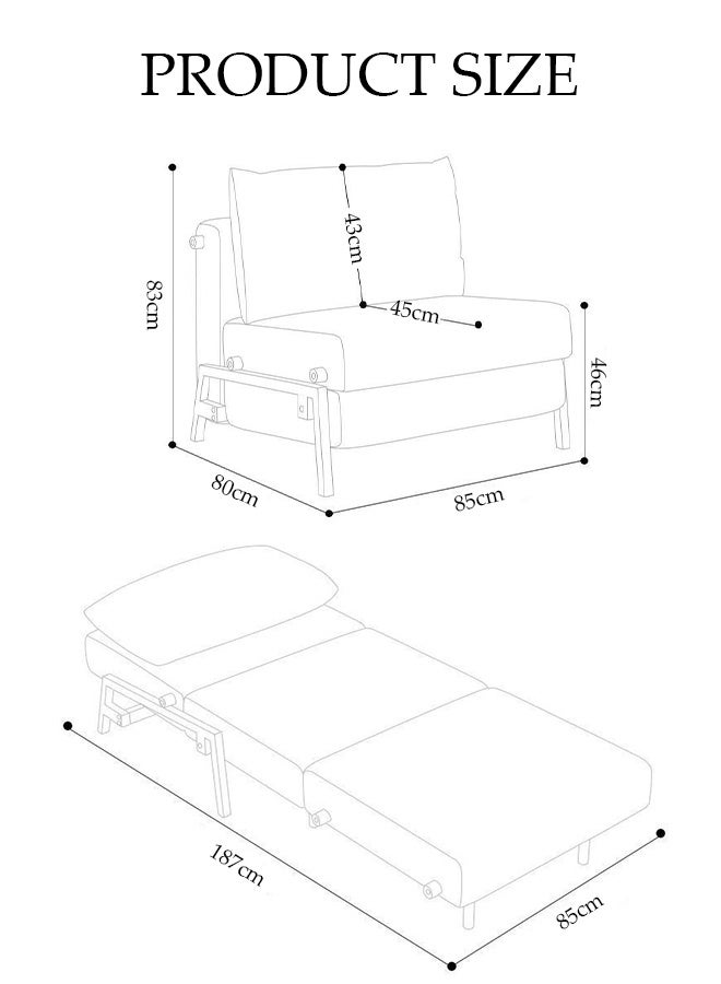 Spides Multi-Function Folding Lounge Couch Convertible Sofa Bed 2-in-1 Convertable Single Sofa Couch Bed Chair Comfy Breathable Sleeper Chair Pullout Sofa Bed Sleeper Chair Ergonomic Design Single Person Chaise Portable Fold Out Chair Bed for Living Room, Bedroom, Apartment， Small Space - Image 2