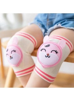 Generic 2 in 1 pink baby knee and elbow protectors, cat design, to help babies crawl  - Image 2