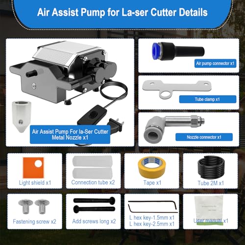PYXGLAQ Air Assist for La-ser Cutter and Engraver, Air Assist Pump for La-ser Cutter, Stable 30L/min Airflow, for D1,D1 Pro La-ser Engraver and Other Cutter, Remove Smoke, Dust, Protect La-ser Lens. - Image 2