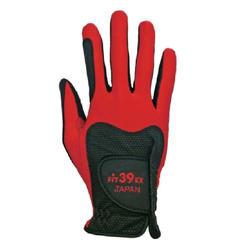 Fit39 EX Japan Golf Glove (Right Hand Glove for Left Handed Player)- Black/RED (Large) - Image 1