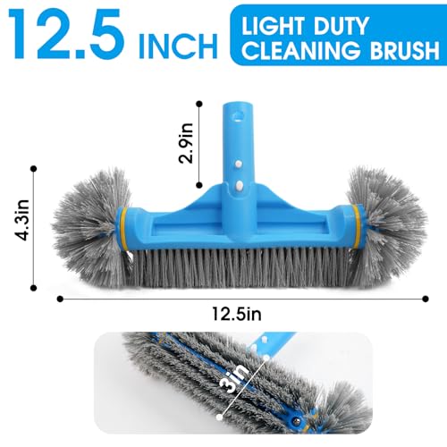 TidyMister 12.5'' Round End Pool Brush Head - Cleaning Wall & Tiles & Steps, Sturdy Nylon Bristles, Scrub Brush for Inground/Above Ground Pool, Spa, Hot Tub, No Pole - Image 2