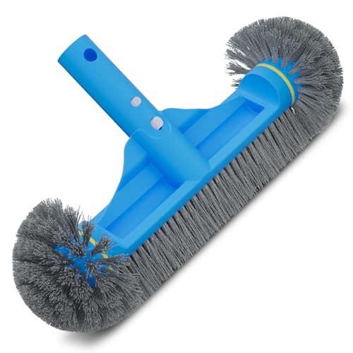 TidyMister 12.5'' Round End Pool Brush Head - Cleaning Wall & Tiles & Steps, Sturdy Nylon Bristles, Scrub Brush for Inground/Above Ground Pool, Spa, Hot Tub, No Pole - Image 1