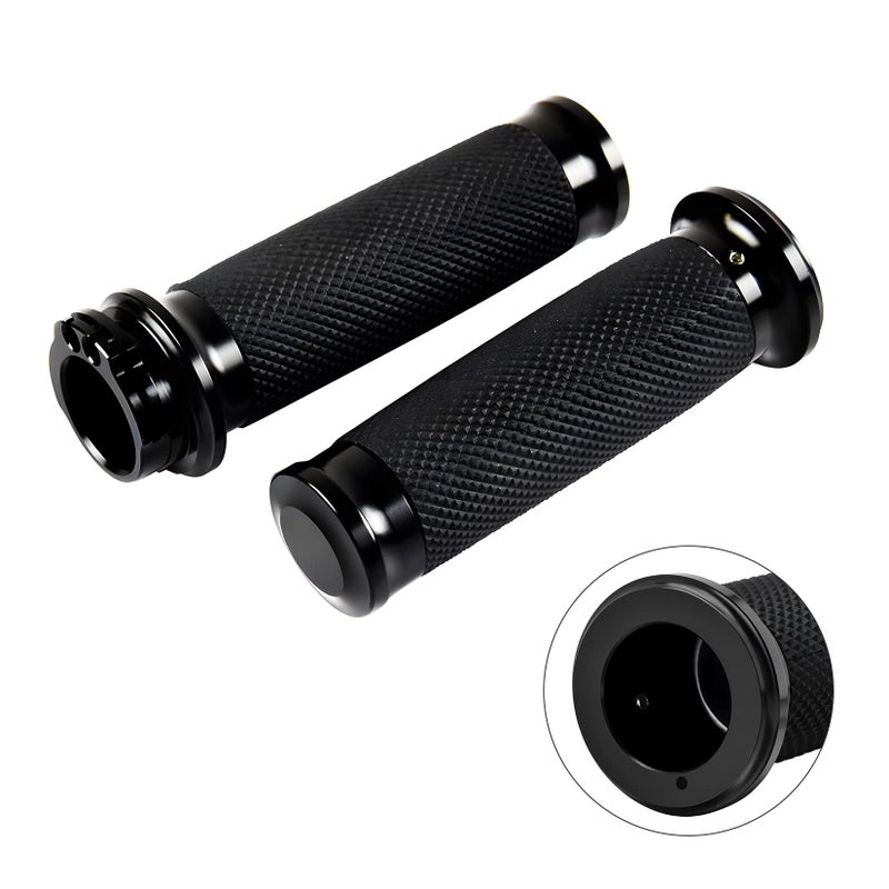 PBYMT 1" Motorcycle Hand Grips Black Handlebars Compatible for Harley Honda Yamaha Suzuki Kawasaki