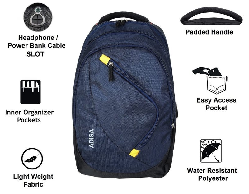 ADISA 32 Ltrs Water Resistant Casual Travel Bagpack/College Backpack/School Office Bag for Men and Women (navy) - Image 2
