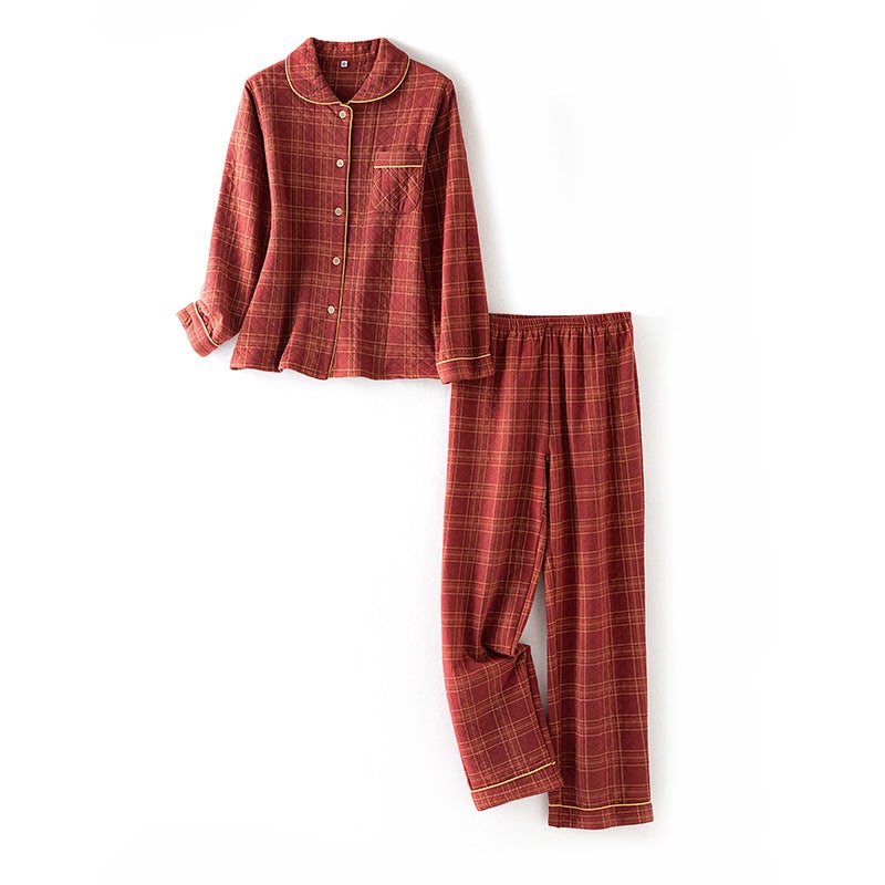 24 New Interlayer Warm Cotton Air Layer Cute Embroidery Long Sleeve Trousers Lovers Pajamas Home Clothes Suit - Image 1
