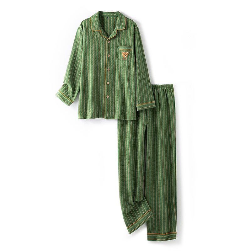 24 New Interlayer Warm Cotton Air Layer Cute Embroidery Long Sleeve Trousers Lovers Pajamas Home Clothes Suit - Image 4
