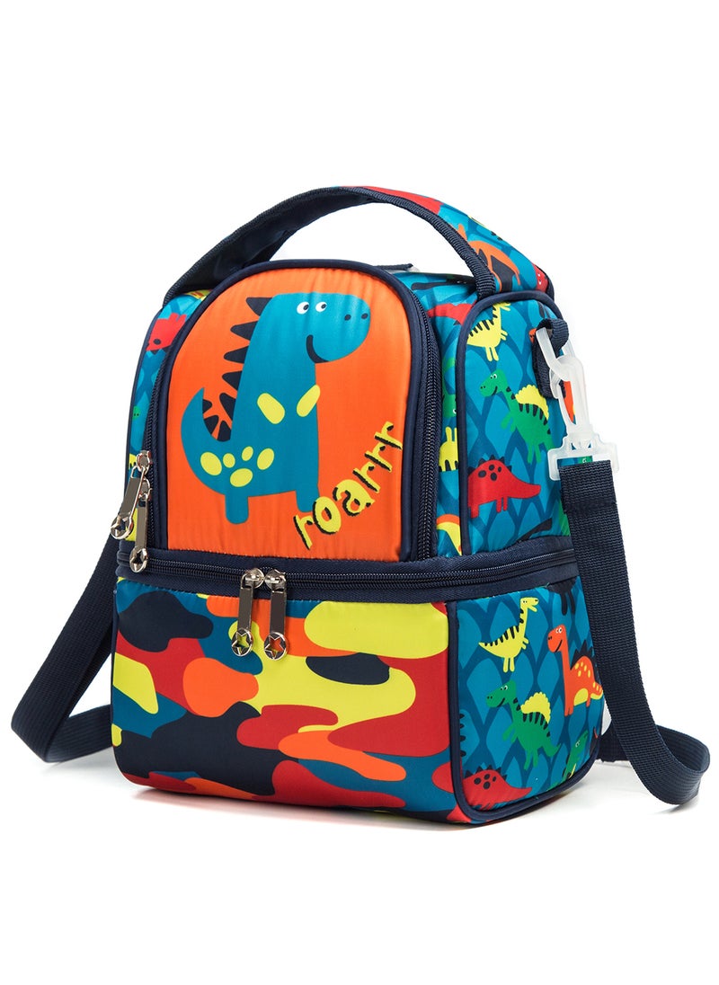 Eazy Kids - حقيبة غداء ونزهة مع حزام كتف قابل للفصل - أزرق ديناصور - Image 1