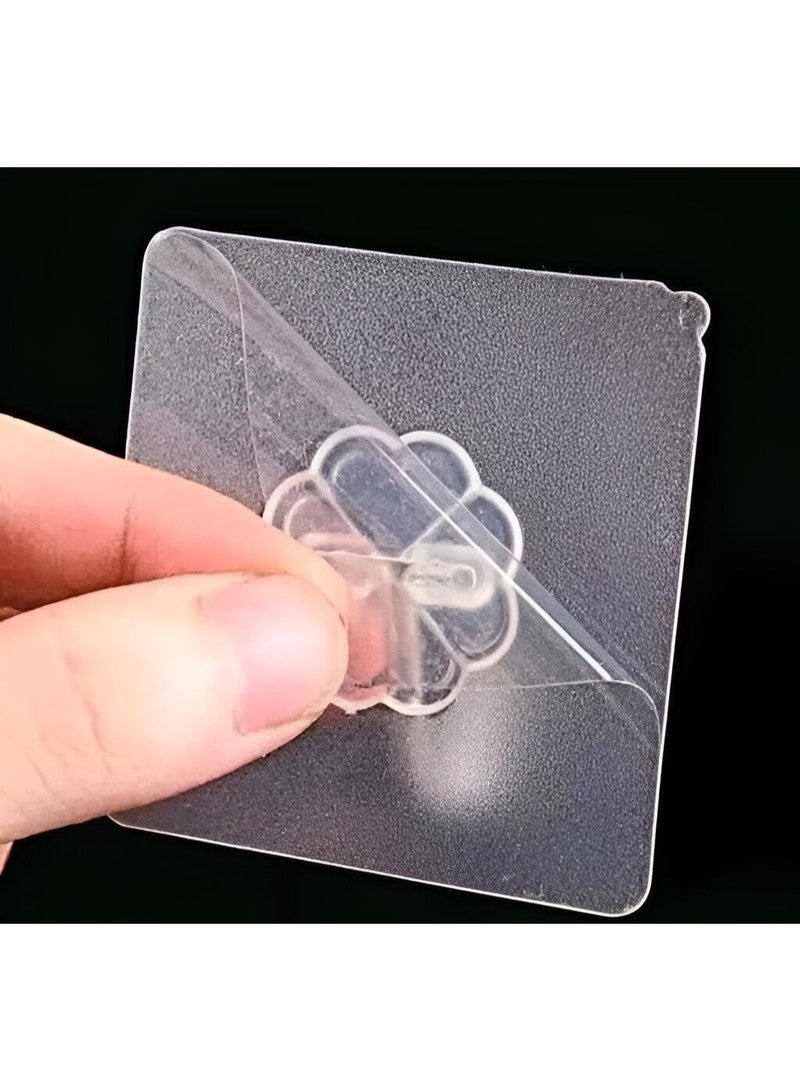 Wall hook adhesive set, sticks to bathroom, room, door and kitchen, heavy duty for hanging towels, robes, jackets, keys and calendars (transparent wall hooks - 10 pieces) - Image 2