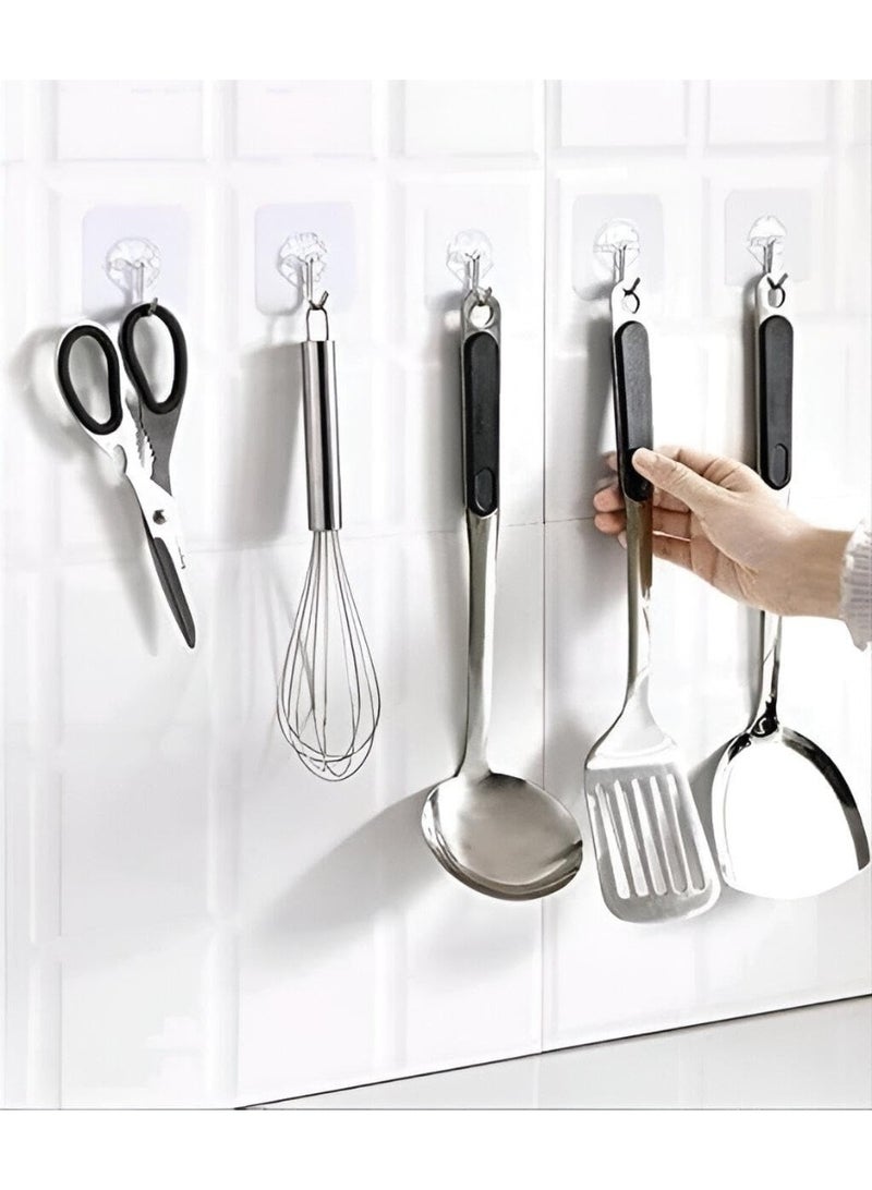 Wall hook adhesive set, sticks to bathroom, room, door and kitchen, heavy duty for hanging towels, robes, jackets, keys and calendars (transparent wall hooks - 10 pieces) - Image 3