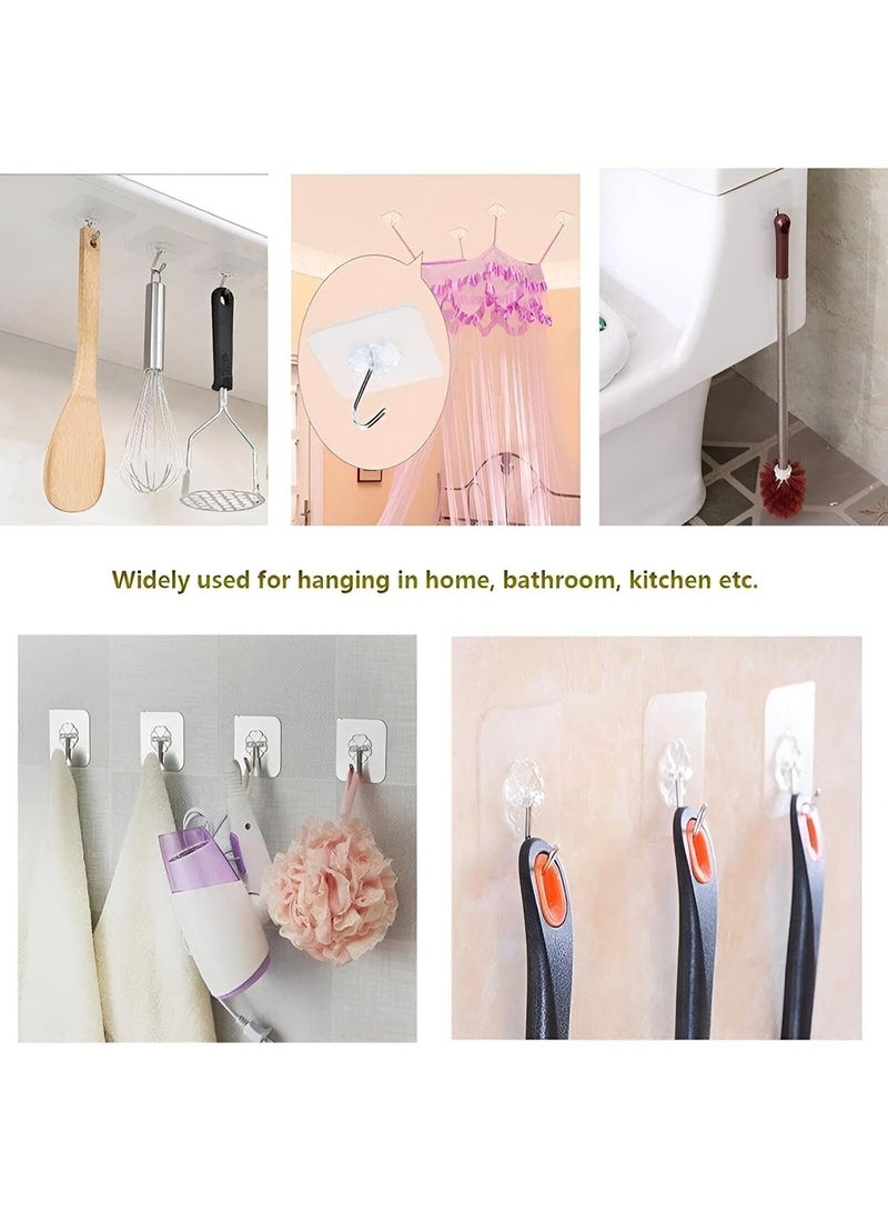 Wall hook adhesive set, sticks to bathroom, room, door and kitchen, heavy duty for hanging towels, robes, jackets, keys and calendars (transparent wall hooks - 10 pieces) - Image 4