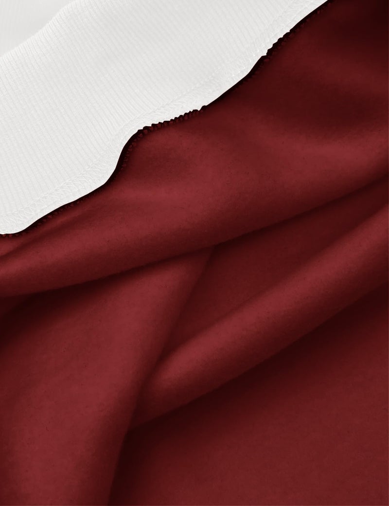 PRETTODAY Women's Oversized Sweatshirts Color Block Turtleneck Fleece Pullover Tops Long Sleeve Loose Fall Fashion Outfits Wine Red - Image 2