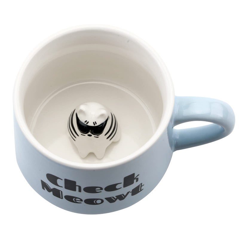 Szoyeay Cat Ceramic Cup Hidden 3D Animal Inside Mug12 oz Cute Cartoon Handmade Figurine MugsChristmas Birthday Surprise for Friends Family or Kids Cat
