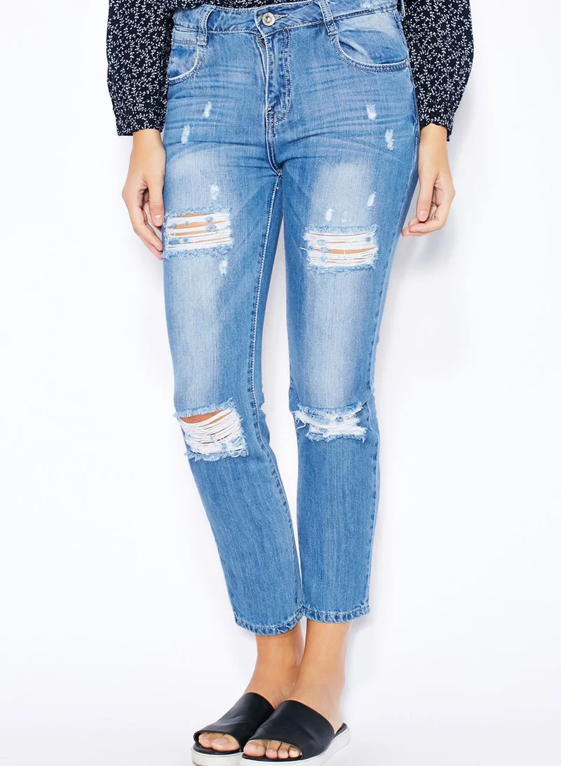Ginger Ripped Boyfriend Jeans