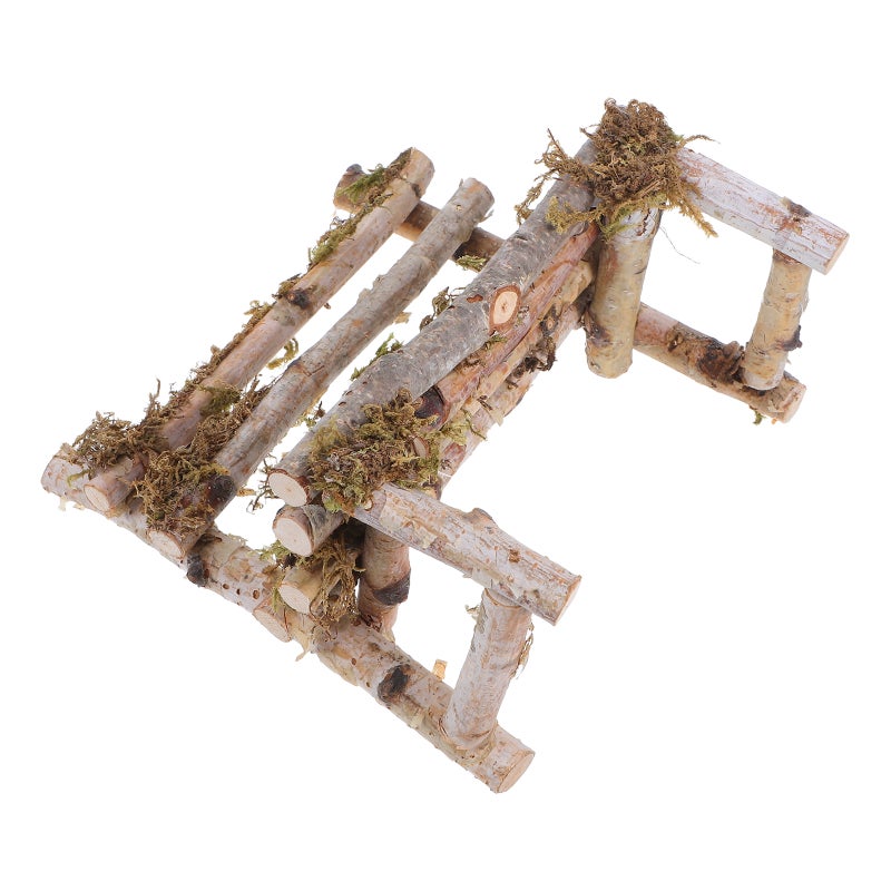 Furniture Chair Miniature Wood Bench Chair Fairy Village Chair Model for Dollhouse Landscape Decoration - Image 1