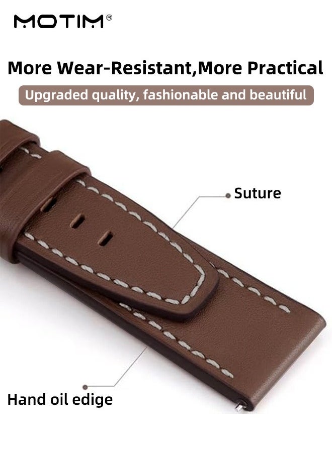 Motim - Leather Watch Band for Huawei Watch GT4 41 mm, Leather Huawei Watch GT4 Replacement Strap Watchband 18mm, Men Women Brown - Image 1