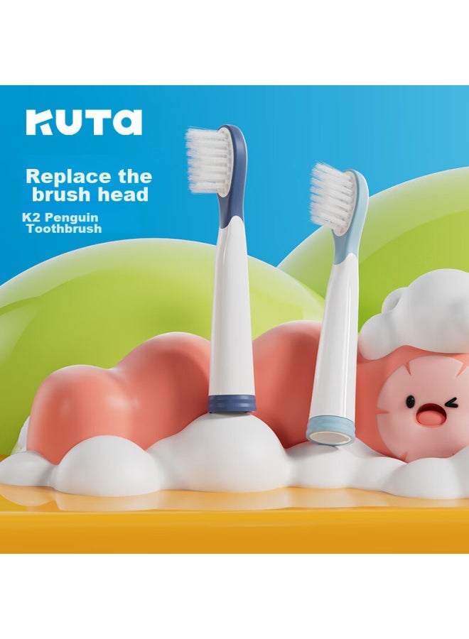 Kuta Children's Electric Toothbrush Replacement Heads, 4 Pack, Soft Bristles For Gum Protection, Penguin Style K2 Compatible, Camellia Pink, Ages 3-12 - Image 1