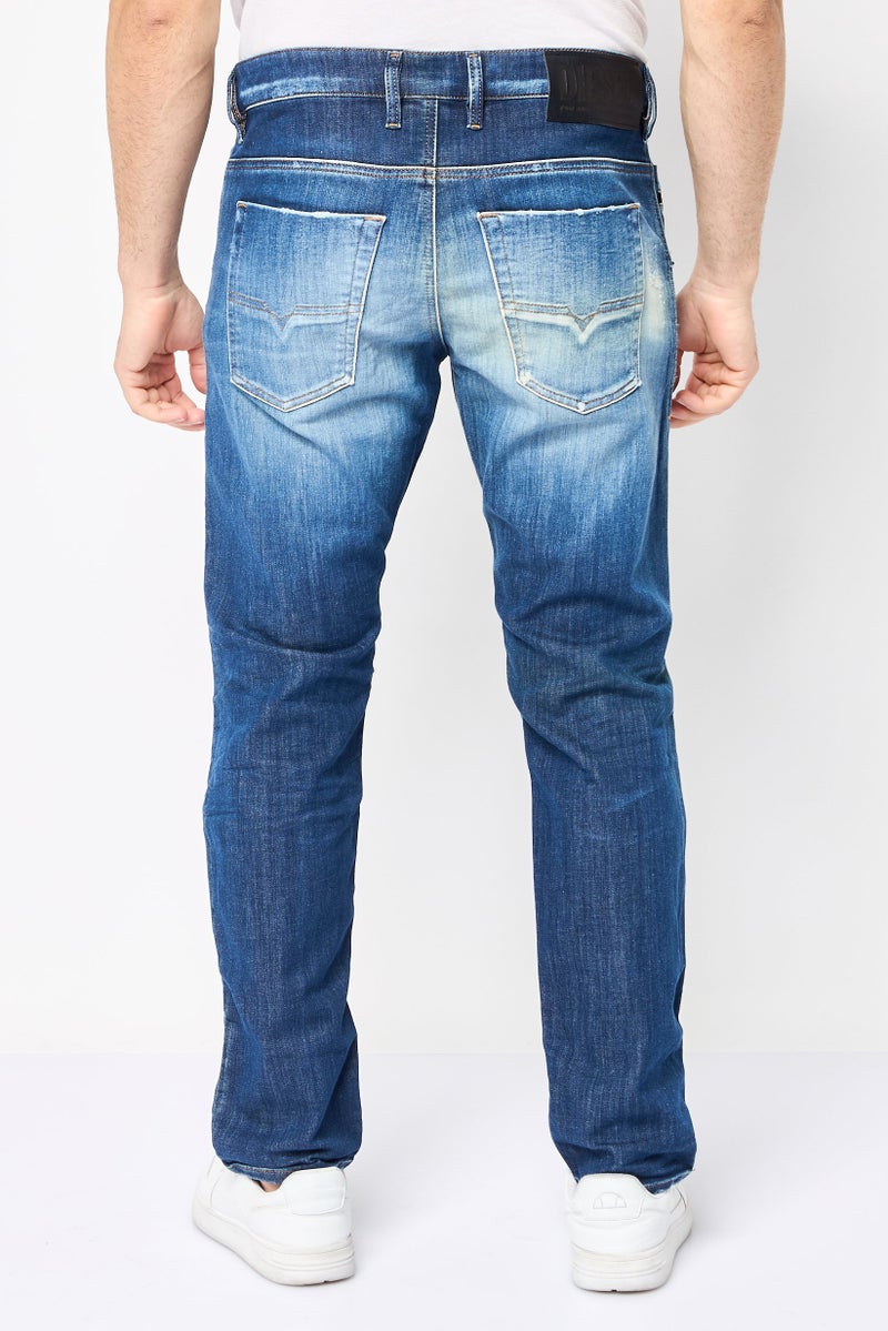 DIESEL Men Stretch Fit Washed Stretchable Denim, Blue  - Image 4