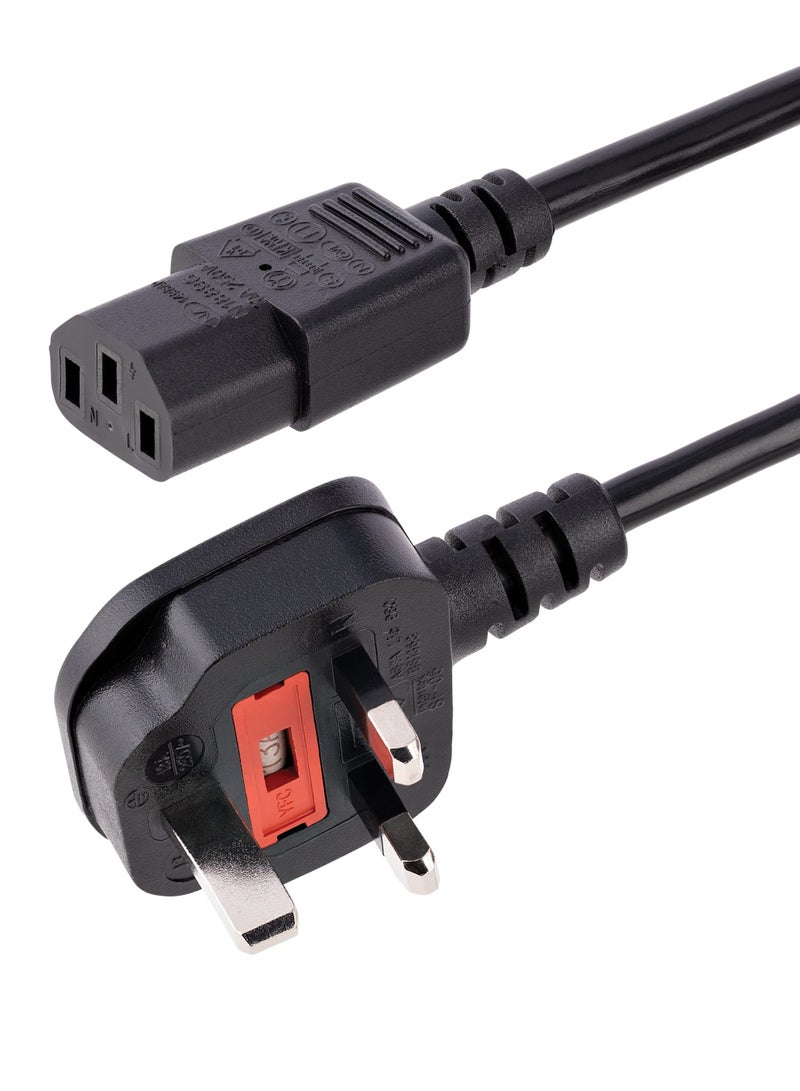 VIUAUAX (1.8m) UK Computer Power Cable, 18AWG, BS 1363 to C13, 10A 250V, Black Replacement AC Power Cord, Kettle Lead / UK Power Cord, PC Power Supply Cable, TV/Monitor Power Cable - Image 1