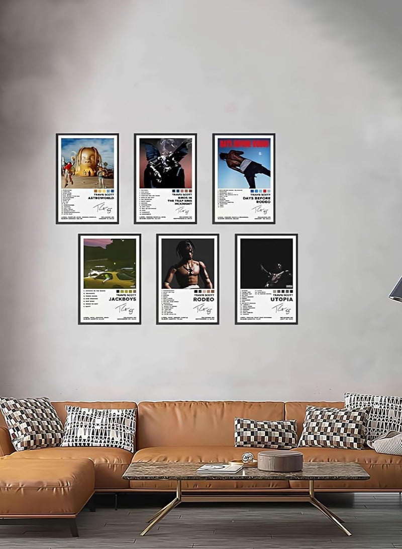 ماكس سيف مجموعة ملصقات ألبوم موسيقى 6 قطع على قماش - طباعة فنية لجدران موسيقى فلكلور، ديكور غرفة، ديكور غرفة موسيقى فنية، ملصقات موسيقى عتيقة للمراهقين، الأولاد، البنات - طباعة على قماش (ترافيس) - Image 5