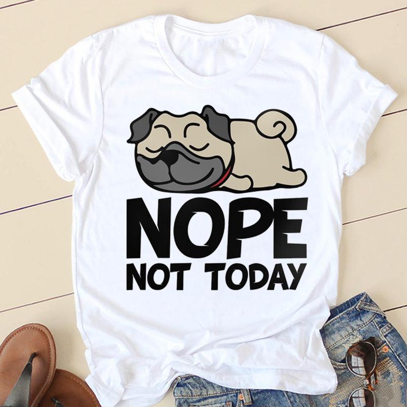Dog Mom Personality Pattern Round Neck Printed White T-Shirt Short Sleeve Women'S Wish/ - Image 1