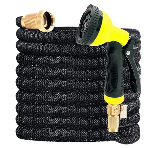 J B J&B XpandaHose 50ft Expandable Garden Hose with Holder - Heavy Duty Superior Strength 3750D - 4 -Layer Latex Core - Extra Strong Brass Connectors and 10 Spray Nozzle w/Storage Bag (Black 50) - Image 2