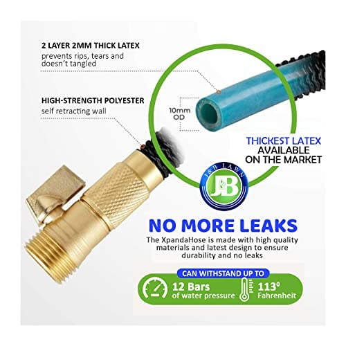 J B J&B XpandaHose 50ft Expandable Garden Hose with Holder - Heavy Duty Superior Strength 3750D - 4 -Layer Latex Core - Extra Strong Brass Connectors and 10 Spray Nozzle w/Storage Bag (Black 50) - Image 5