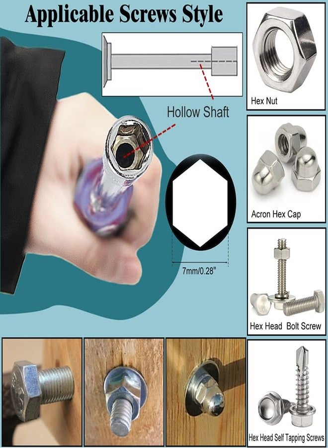 Utoolmart 7mm Hexagon Nut Nonslip Handle Hex Socket Wrench Screwdriver Hex Nut Driver - Image 5