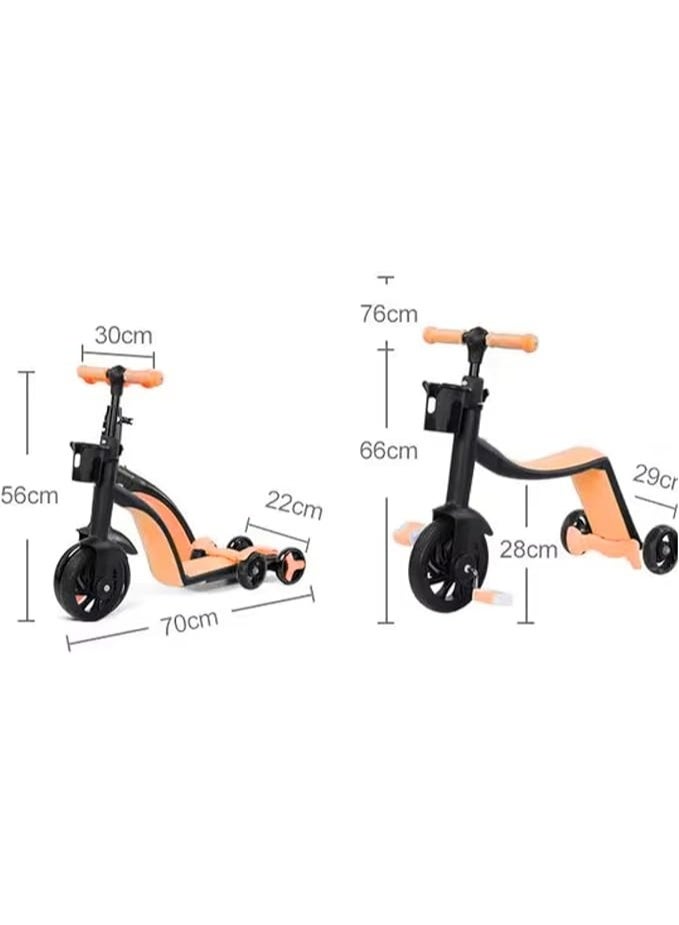 3-in-1 Convertible Kids Scooter & Tricycle – Foldable Ride-On Toy with Adjustable Seat and Handlebar – Balance Bike, Pedal Trike & Kick Scooter in One – For Toddlers and Preschoolers  - Image 2