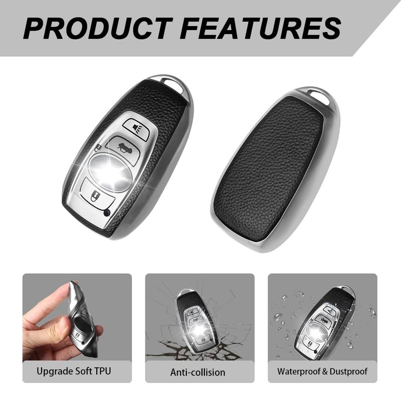 QBUC for Subaru Key Fob Cover with Keychain,Car Key Fob Case Fit for Subaru Crosstrek Forester Outback Ascent Impreza Legacy BRZ WRX Sti 4 Buttons (Silver) - Image 3