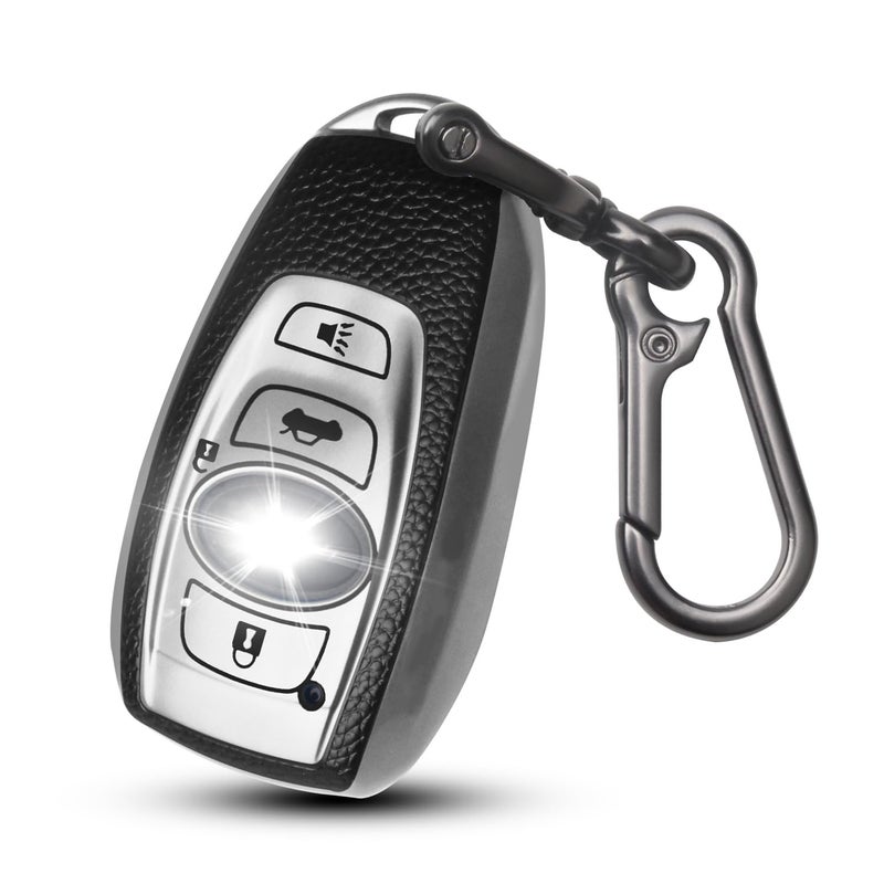 QBUC for Subaru Key Fob Cover with Keychain,Car Key Fob Case Fit for Subaru Crosstrek Forester Outback Ascent Impreza Legacy BRZ WRX Sti 4 Buttons (Silver) - Image 1