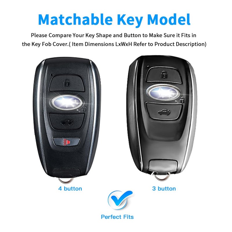 QBUC for Subaru Key Fob Cover with Keychain,Car Key Fob Case Fit for Subaru Crosstrek Forester Outback Ascent Impreza Legacy BRZ WRX Sti 4 Buttons (Silver) - Image 2