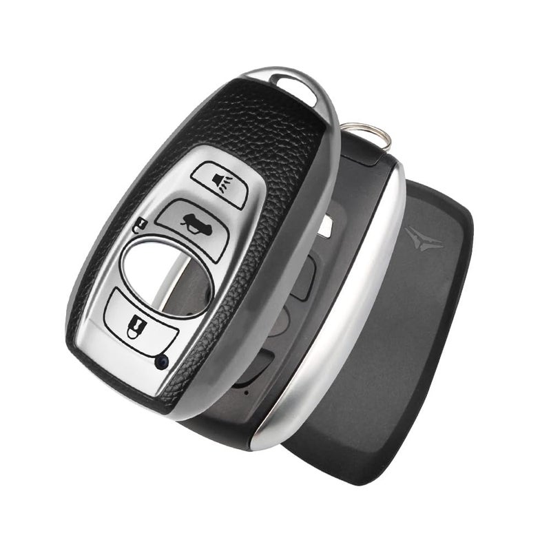 QBUC for Subaru Key Fob Cover with Keychain,Car Key Fob Case Fit for Subaru Crosstrek Forester Outback Ascent Impreza Legacy BRZ WRX Sti 4 Buttons (Silver) - Image 4