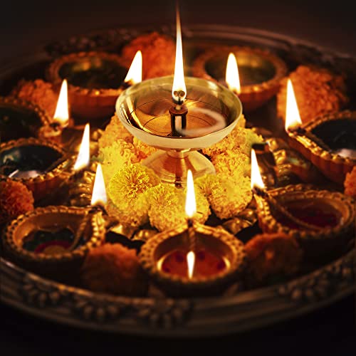 Tip 'n' Top® Brass Traditional Design Akhand Diya Oil Lamp for Home Pooja and Decoration Size- 5 CM Height (Pack of 4) (Gold) - Image 4