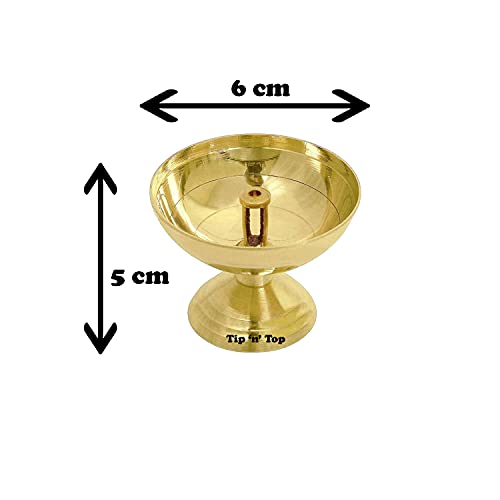 Tip 'n' Top® Brass Traditional Design Akhand Diya Oil Lamp for Home Pooja and Decoration Size- 5 CM Height (Pack of 4) (Gold) - Image 3