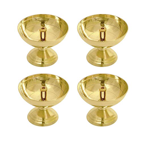Tip 'n' Top® Brass Traditional Design Akhand Diya Oil Lamp for Home Pooja and Decoration Size- 5 CM Height (Pack of 4) (Gold) - Image 2