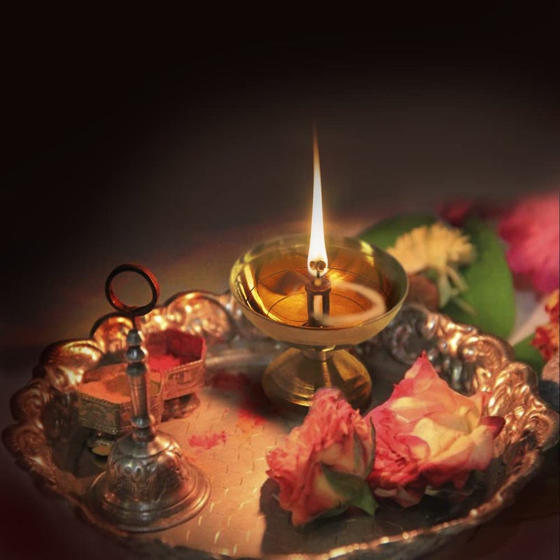 Tip 'n' Top® Brass Traditional Design Akhand Diya Oil Lamp for Home Pooja and Decoration Size- 5 CM Height (Pack of 4) (Gold) - Image 5