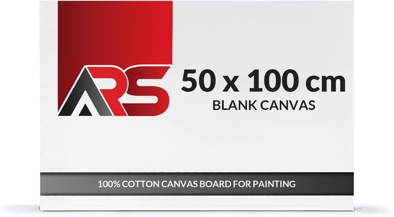Al Raied ARS® Blank Canvas 50 x 100 cm - 100% Cotton Artist Canvas Board for Painting - Image 1