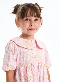 LC WAIKIKI Bebe Collar Short Sleeve Floral Patterned Baby Girl Dress  - Image 2