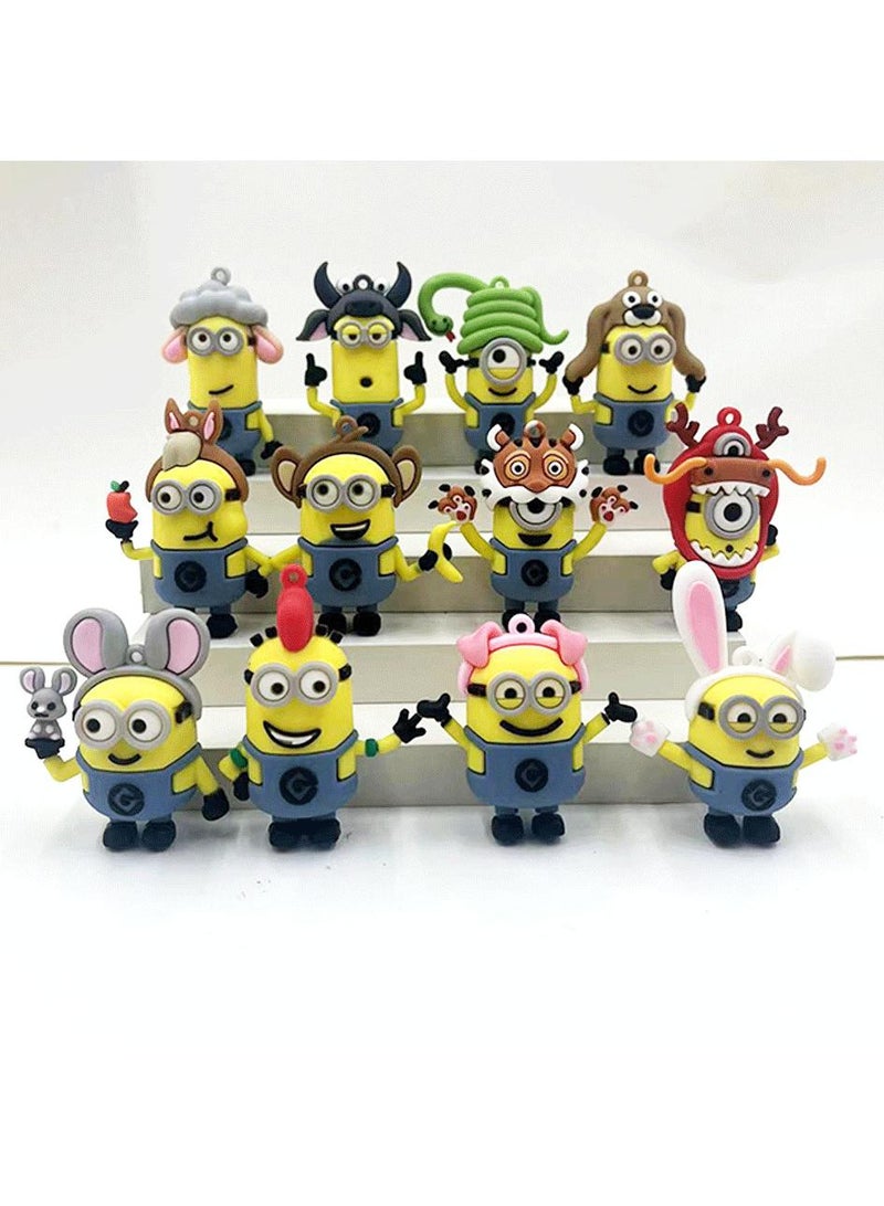 12-Piece Minions Figurines Model Desktop Decorations Model Toys Keychain Pendant - Image 1