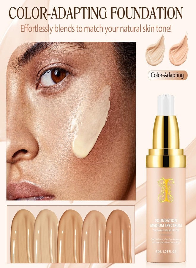 HUALIJIA 2 PCS Foundation 4 in 1 - Medium Spectrum with SPF 50+, Hydrating Color Changing Foundation， Longwearing & Waterproof, Light Spectrum for Gym, Sport, Dancing(30ml) - Image 3