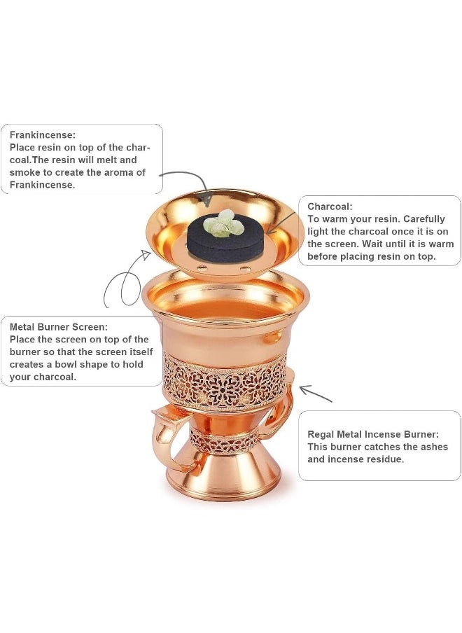 SAQOWARE - Saqoware Premium Metal Frankincense Resin Incense Burner, Incense Censer, Portable Bakhoor Burner,  Bakhoor Burner, Myrrh Burner with Tongs for Yoga, Spa Aromatherapy - Image 1