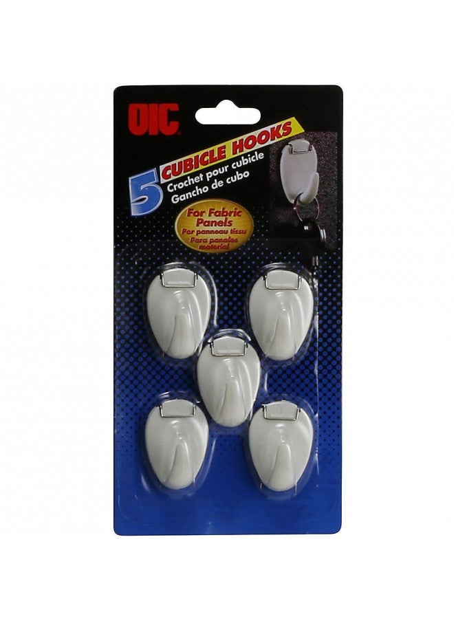 Officemate Plastic Cubicle Hooks, White, Set of 5 (30180) - Image 2
