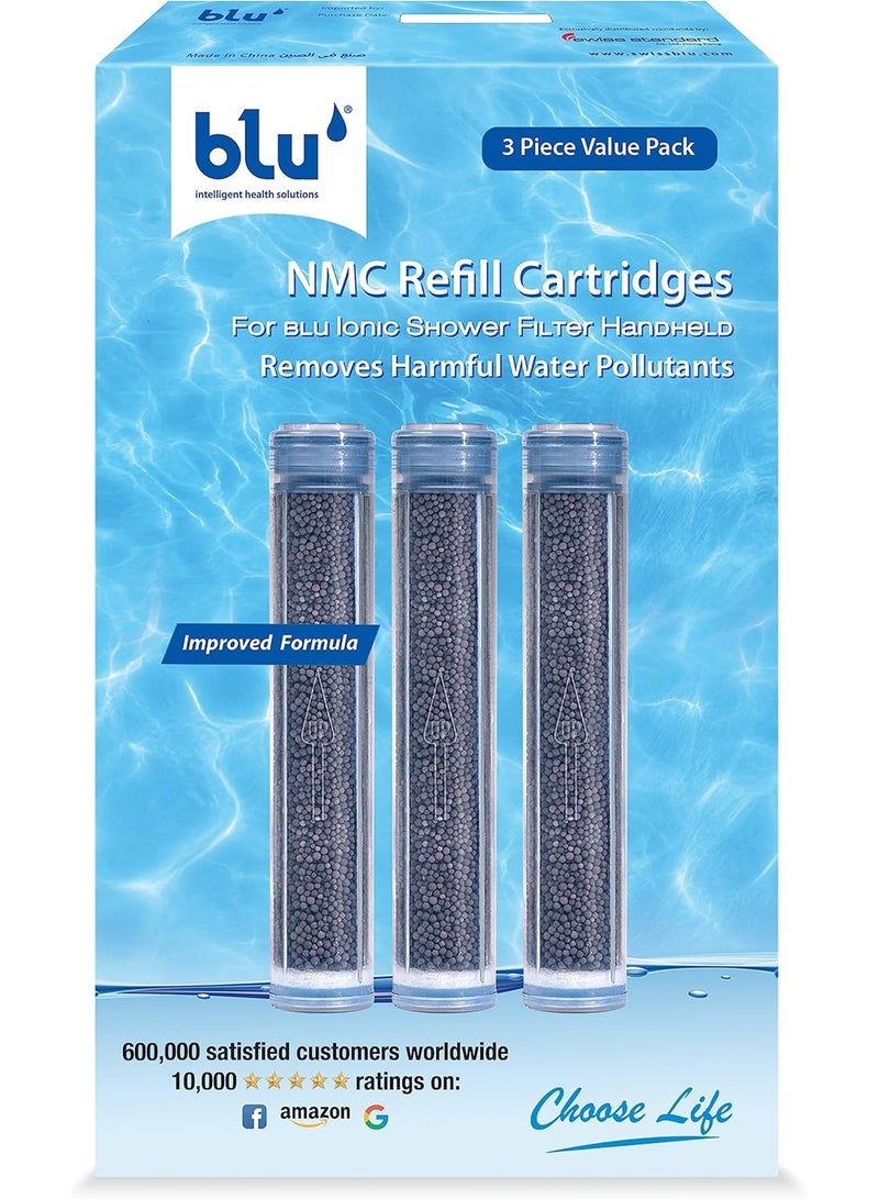 Blu NMC Refill Cartridge for Handheld Blu Ionic Shower Filter - Nano Molecular Cluster technology - Combo Pack (3 units Value Pack)  - Image 1