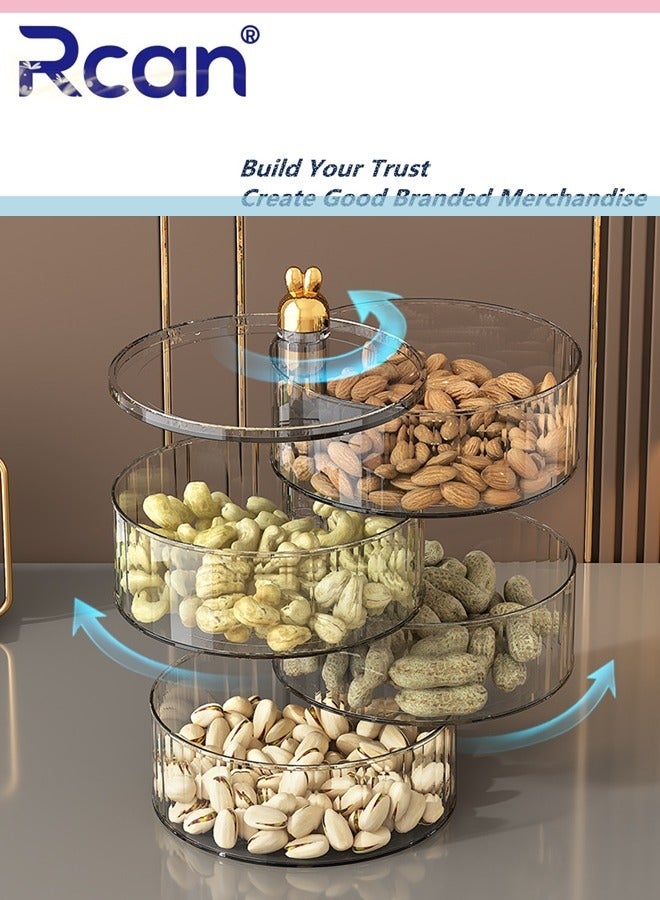 Rcan 4 Tier Serving Platters 360°nuts plate with lid Multi purpose Food Organizer and Storage Platter Portable Snackle Box for Fruits Snacks Veggie Charcuterie Fridge Organizer - Image 2