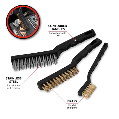 Performance Tool W1149 3-Piece Brass and Stainless-Steel Wire Brush Set - Image 3