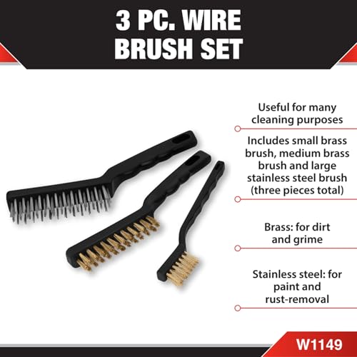 Performance Tool W1149 3-Piece Brass and Stainless-Steel Wire Brush Set - Image 2