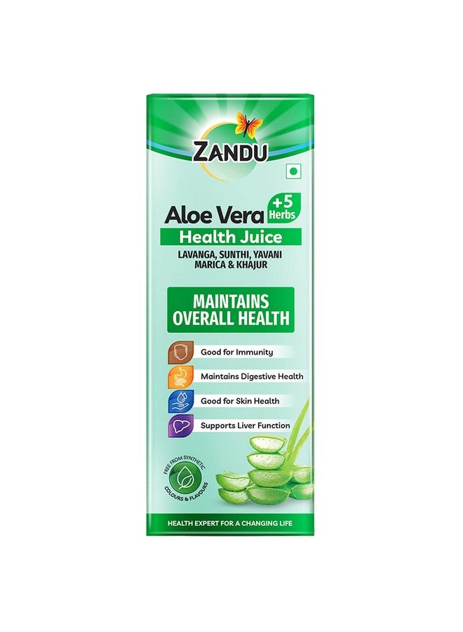 Zandu Aloe Vera + 5 Herbs Health Juice | Ayurvedic Immunity Booster | Good for Digestive Health, Skin Health & Liver Function | No Added Sugar (1000ml) - Image 1