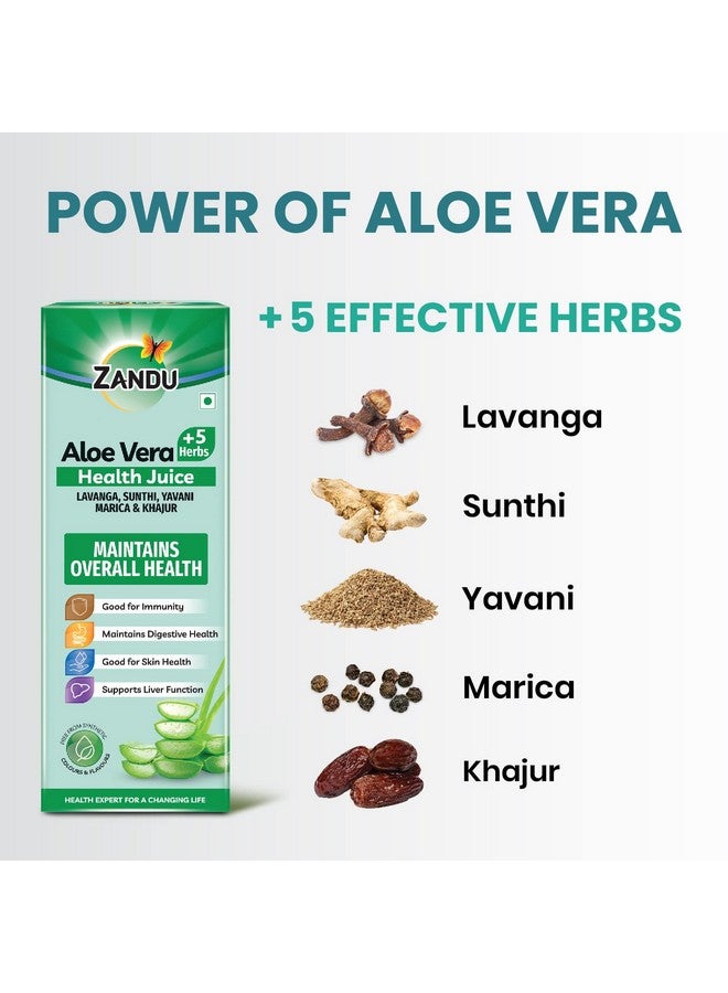 Zandu Aloe Vera + 5 Herbs Health Juice | Ayurvedic Immunity Booster | Good for Digestive Health, Skin Health & Liver Function | No Added Sugar (1000ml) - Image 3