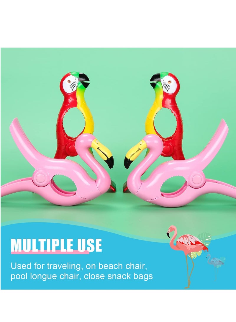 Cute Animal Beach Towel Clips - 6 Pack Parrot & Flamingo Style Windproof Clips for Towels, Blankets, and Quilts - Perfect for Family, Outdoor Activities, Beach Days, and Parties.  - Image 4